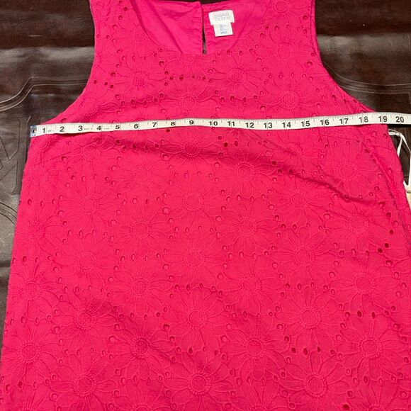 Sigrid Olson Pink Floral Eyelet Dress Sleeveless 100% Cotton Womens L New Spring - Picture 13 of 14